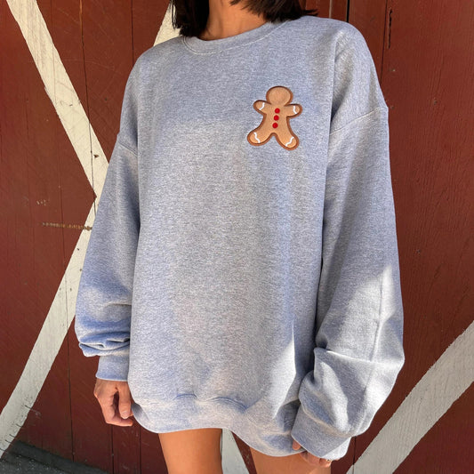 Gingerbread Crew Neck Christmas Hoodie Blue / S Hoodies-L
