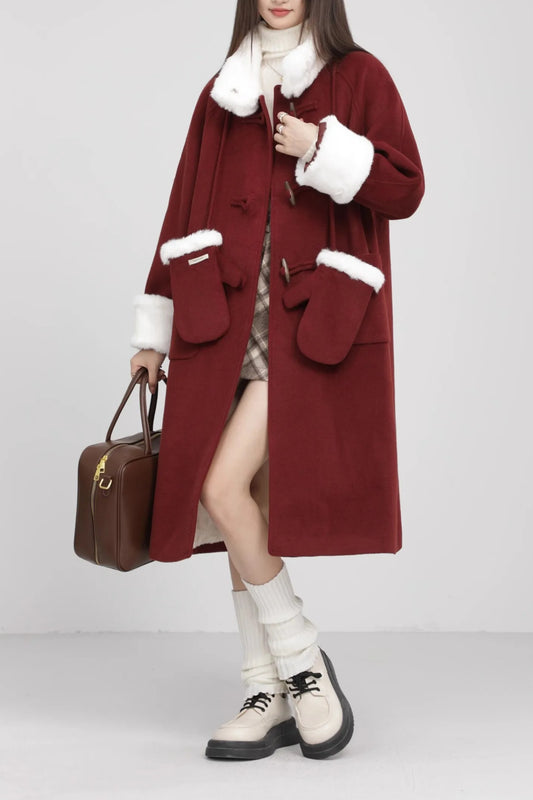 Retro Patchwork Horn Button Outerwear