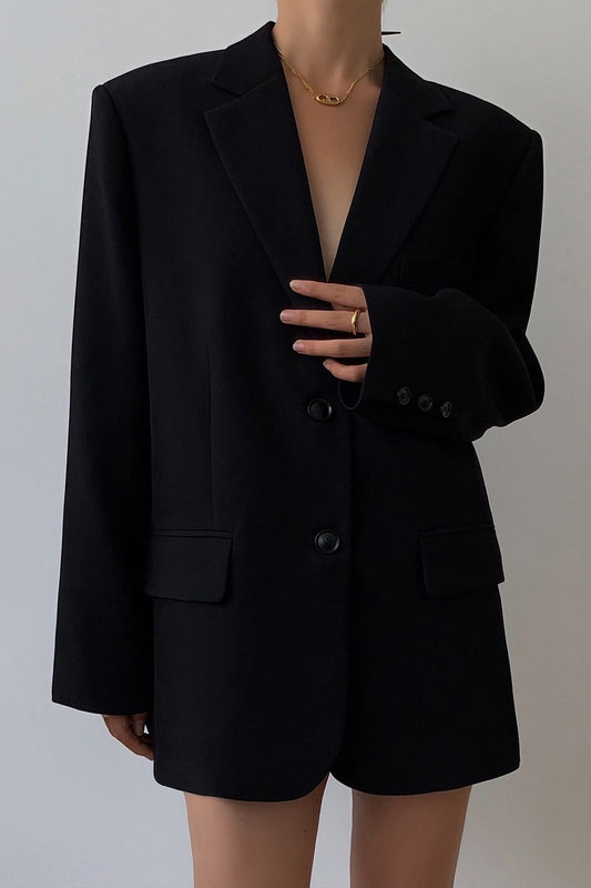 Black Slouchy Retro Style Blazer