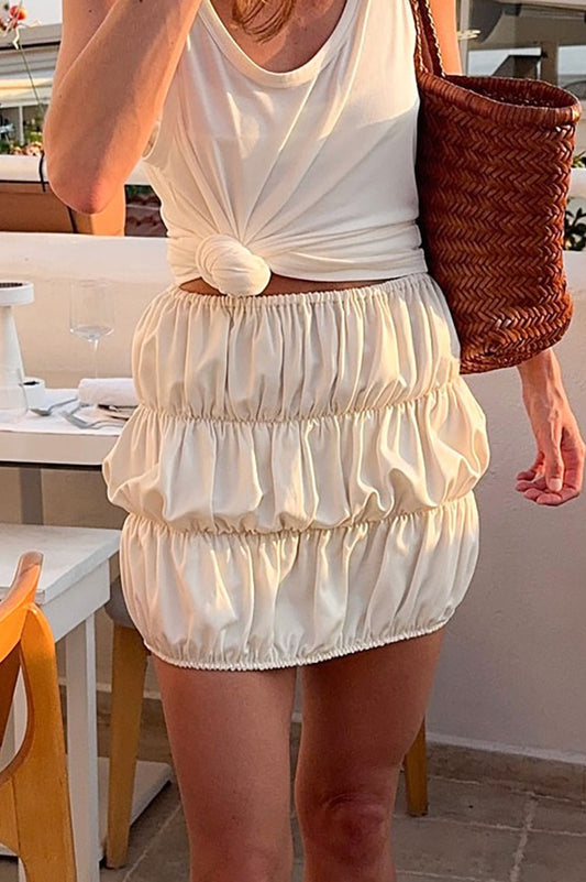 Casual High Waist Ruched Skirt