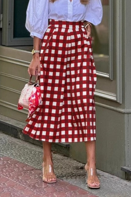 Casual Plaid High Waist Skirt