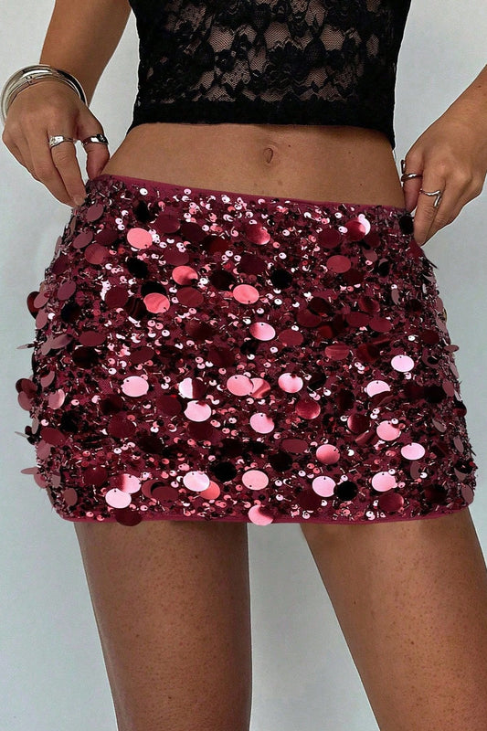 Sequins Hem Bodycon Mini Skirt