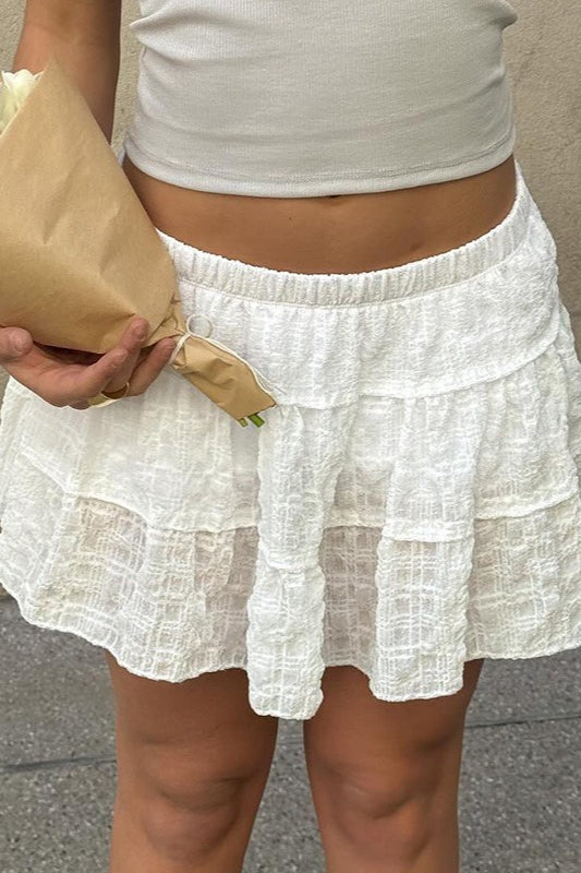 Textured Patchwork Low Waist A-Line Skirt