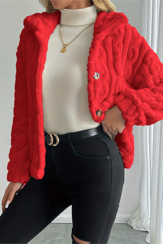 Double Fleece Cable Knit Soft Plush Warm Outerwear