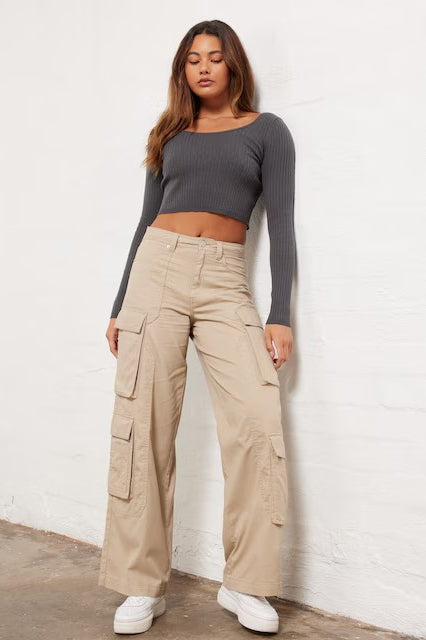 Vintage American High-Waisted Straight Leg Cargo Pant
