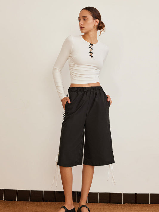 Bow Detail Plain T Shirt T Shirts