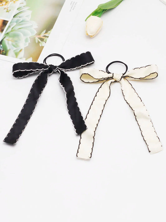 Long Tassel Streamer Elastic Ribbon Bowknot Hair Accessory For Christmas Accessories-L
