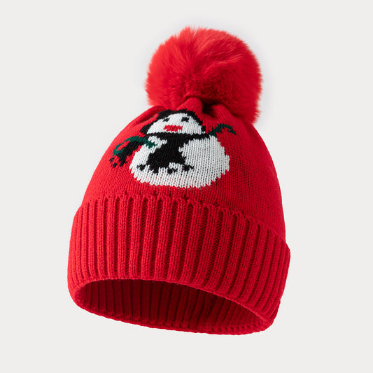 Snowman Pom Pom Knit Hat