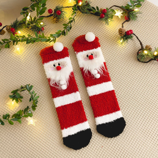 Plush Coral Fleece Deer Cartoon Warm Floor Socks