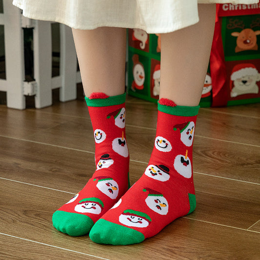 Cotton Cute Cartoon 3D Ear Red Mid Calf Socks