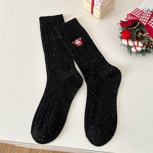 Cable Knit Textured Cotton Mid Calf Slouchy Socks