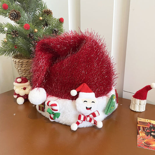 Plush Snowman Santa Soft Knit Hat