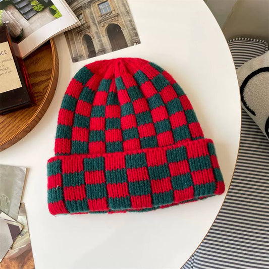 Checkered Knit Hat