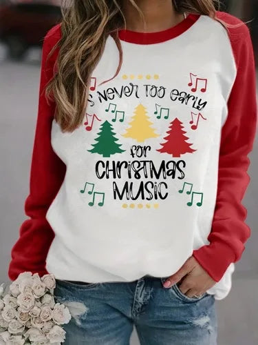 Plus Size Themed Casual Printed Long Sleeve Christmas Hoodie Red / 1Xl Hoodies-L