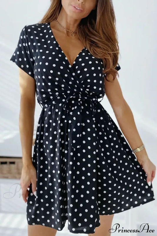 A-Line Mini Party Casual Bohemian Beach Short Boho Dress Black / S