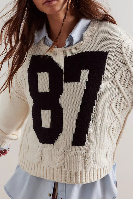 Colorblock Digital Print Oversized Knit Sweater