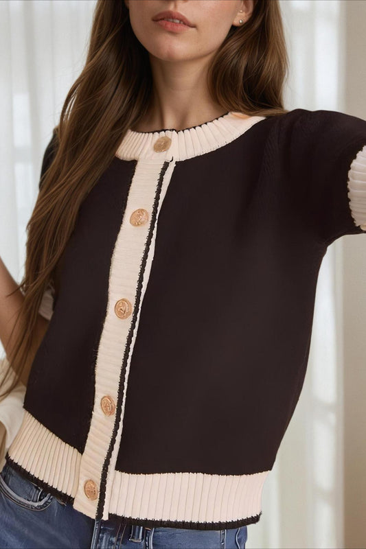 Chanel-Style Fitted Knit Cardigan