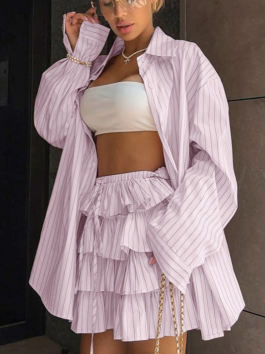 Chic Striped Blouse and Layered Blouse