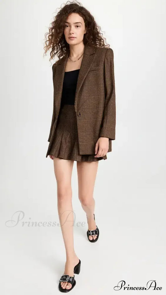 Alice + Olivia Plaid Graceful Blazer And Skirt Set