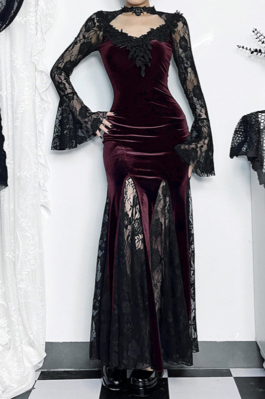 Dark Lace Curve Gothic Dress