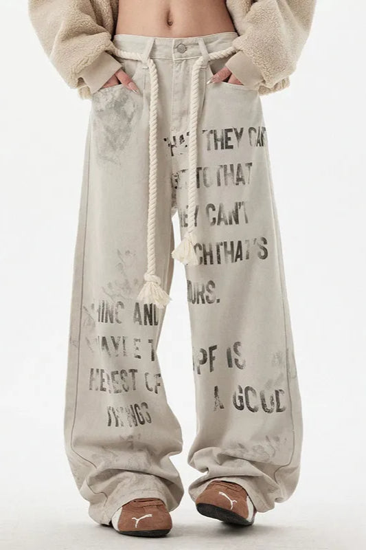 Apricot Graffiti Straight Denim Jeans
