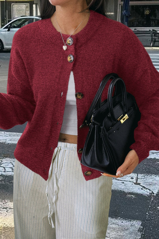 Minimalist Button Long Sleeve Cardigan