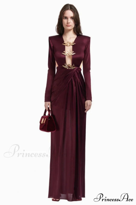 Buckle Detailed Draped Maxi Dress | Dress In Beauty