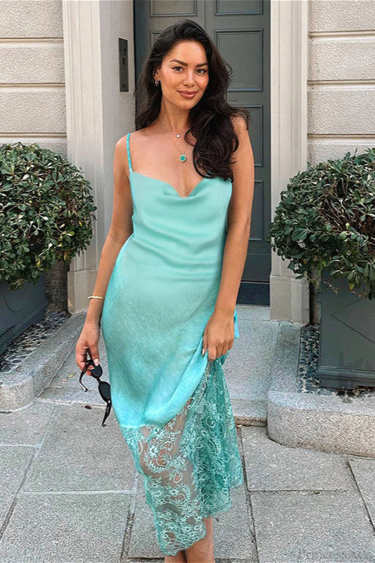 Cami Lace Backless Fitted Maxi Dress Green / S