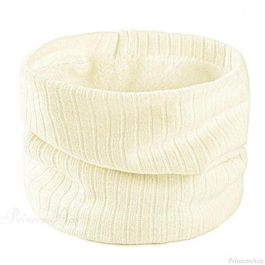 Cashmere Knit Ring Wool Neck Warmer Scarf For Women White Scarfs-L