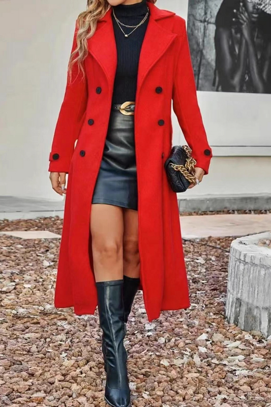 Wool Blend Lapel Double Breasted Chic Outerwear