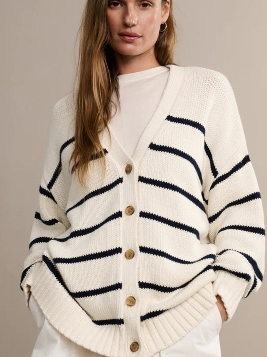 Striped Loose Knit Cardigan