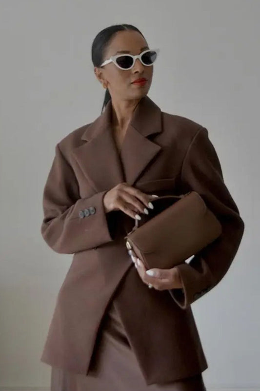 High-Waisted Button Blazer