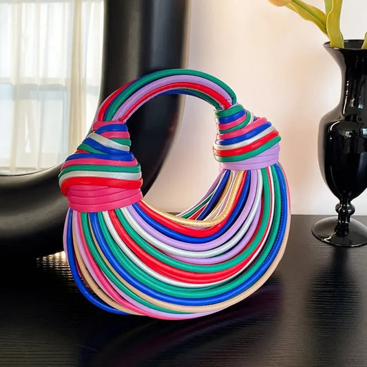 Colourful Rainbow Noodles Shaped Luxury Designer Women Handbag Clutch Colorful / 27x27x12cm clutchbag-250126