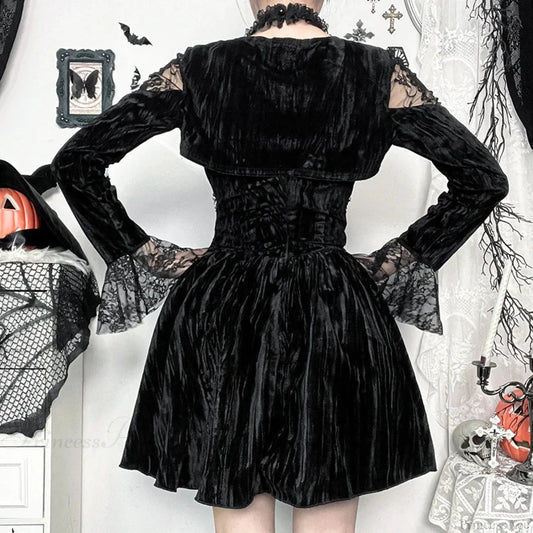 Crimson Lace Velvet Petite Dress