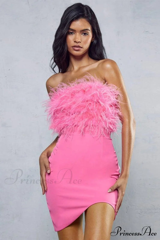 Curved Hem Feather Mini Dress | Dress In Beauty