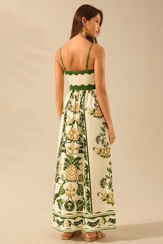 Tropical Floral Ruffle Beach Boho Dress