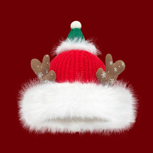 Reindeer Fleece Lined Knit Hat