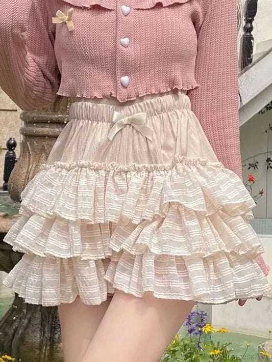 Elastic Waist Lace Skirt apricot / S skirts-250223