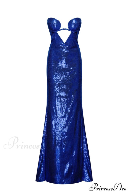 Electric blue maxi dress covered in sequins - Milla