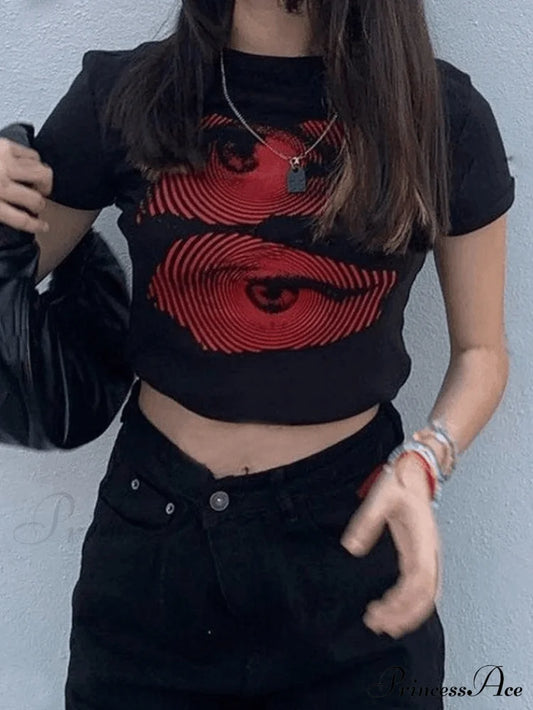 Eye Look Graphic Trendy Crop Tank Top Tops&Tees