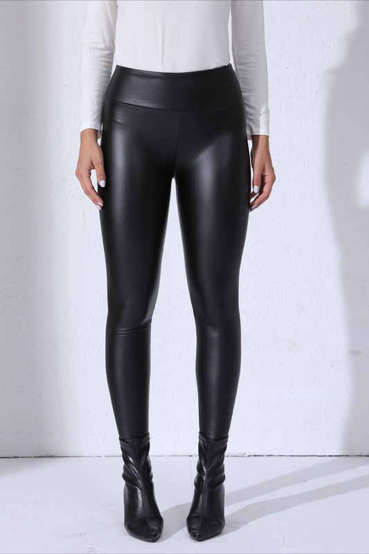 Faux Leather Thermal High-Rise Sculpting Leggings