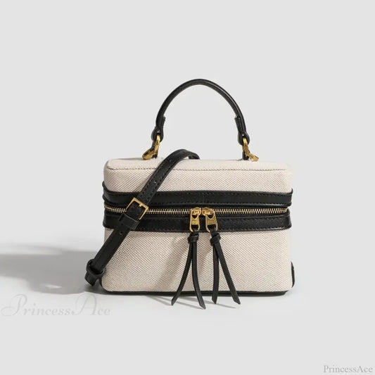 Fashion Box Canvas Shoulder Crossbody Bag Black shoulder-250126