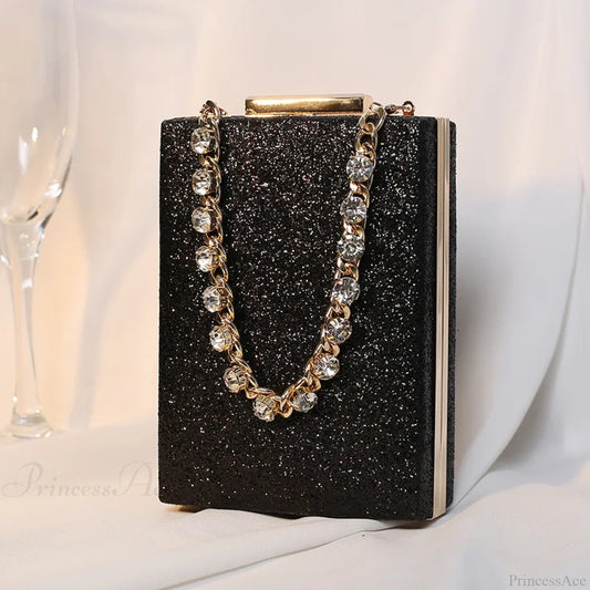 Glitter Evening Clutch Wallet Wristlet Mini(Max Length<20cm) / Black wristlet-250126