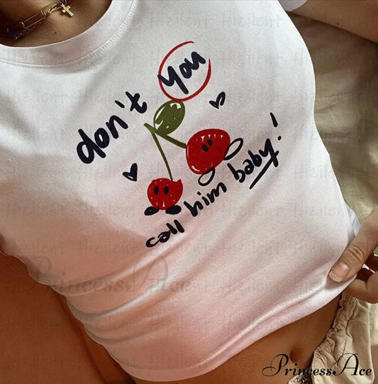 Graphic Cherry Text White Tee - Free From Label
