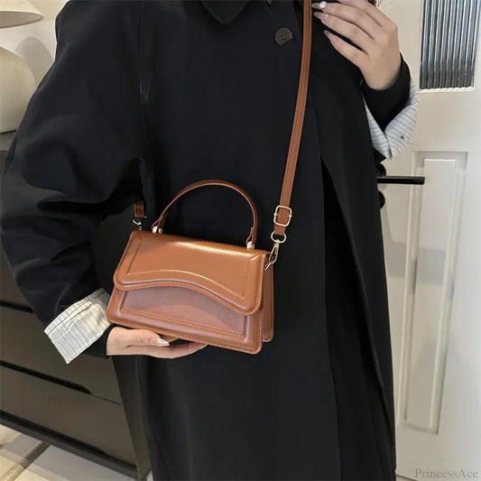 High-Quality PU Leather Solid Color Crossbody Handbag handbag-250126