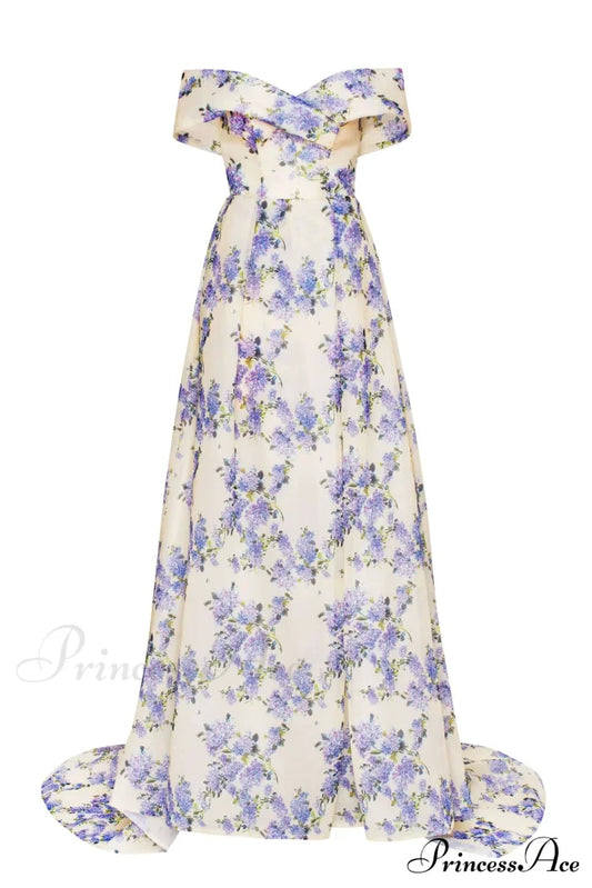 Hydrangea Chic off-the-shoulder floral maxi dress - Milla