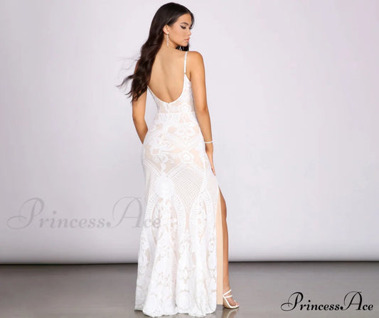 Jacie Formal Stylish Sequin Scroll Dress S.o. Long Dresses