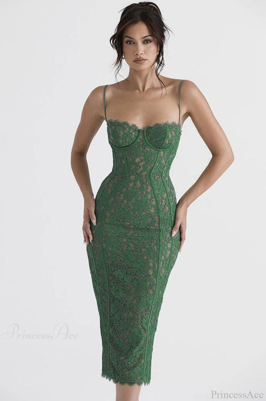 Joelle Forest Lace Midi Dress | Dress In Beauty