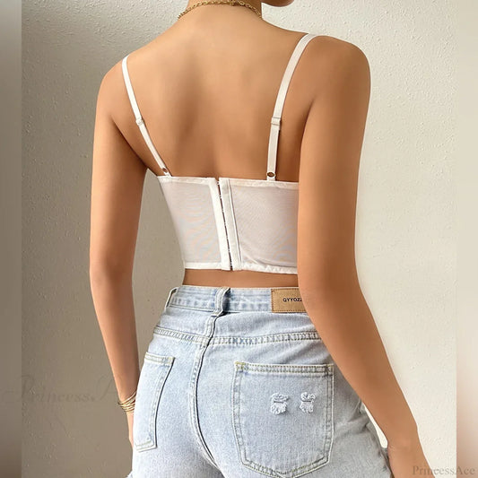 Lace Patchwork Slim Fit V-neck Backless Crop Top croptop-250126