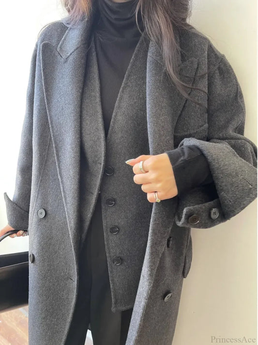 Luxury Wool Cashmere Double-Sided Overcoat